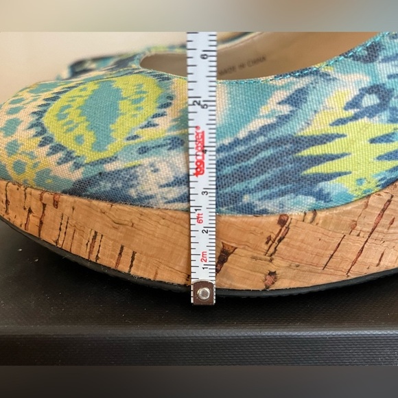 Tahari Women’s Batik Blue Taylor Cork Platform Wedge Sandals, Open Toe; Size 9 - Picture 8 of 10